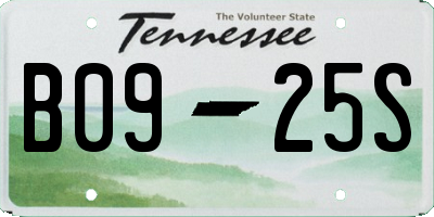 TN license plate B0925S