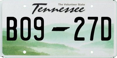 TN license plate B0927D