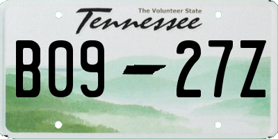 TN license plate B0927Z