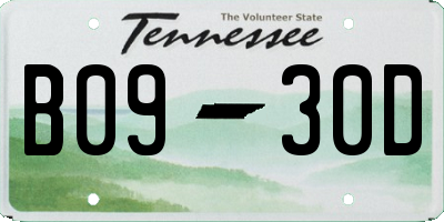 TN license plate B0930D