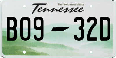 TN license plate B0932D