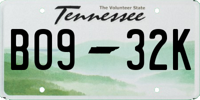 TN license plate B0932K