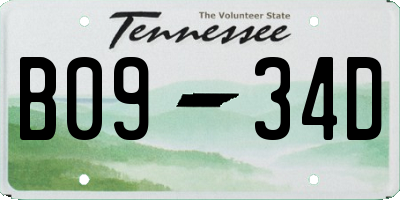 TN license plate B0934D
