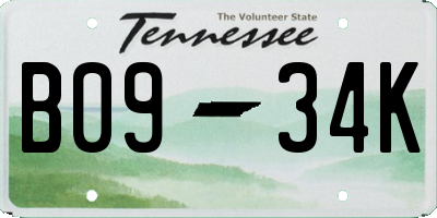 TN license plate B0934K