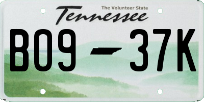 TN license plate B0937K
