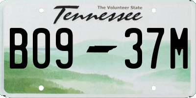 TN license plate B0937M
