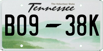 TN license plate B0938K