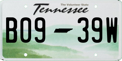TN license plate B0939W