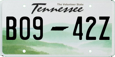TN license plate B0942Z