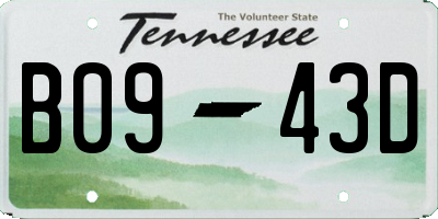 TN license plate B0943D
