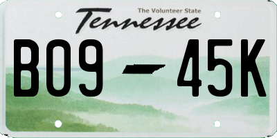 TN license plate B0945K