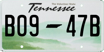 TN license plate B0947B