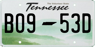 TN license plate B0953D