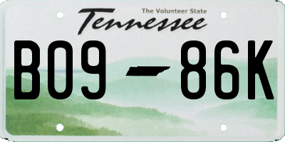 TN license plate B0986K