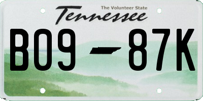 TN license plate B0987K
