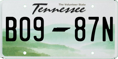 TN license plate B0987N