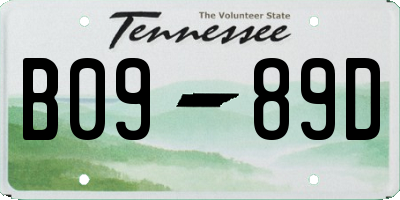 TN license plate B0989D