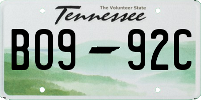 TN license plate B0992C
