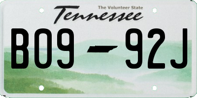 TN license plate B0992J