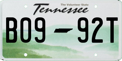 TN license plate B0992T