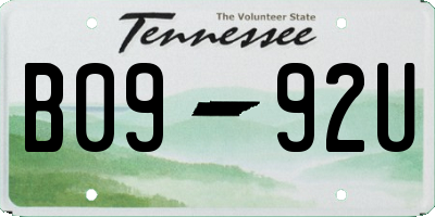 TN license plate B0992U