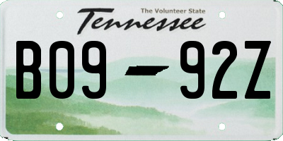 TN license plate B0992Z