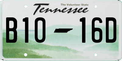 TN license plate B1016D