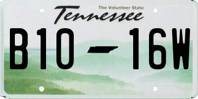 TN license plate B1016W