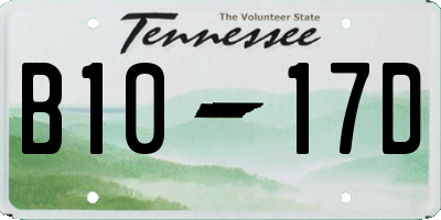 TN license plate B1017D