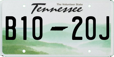 TN license plate B1020J