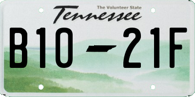 TN license plate B1021F