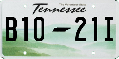 TN license plate B1021I