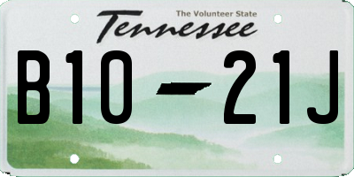 TN license plate B1021J