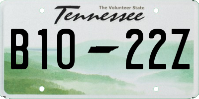 TN license plate B1022Z