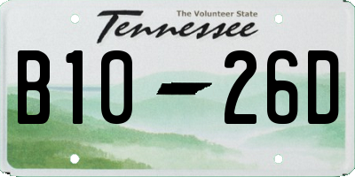 TN license plate B1026D