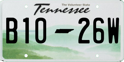 TN license plate B1026W