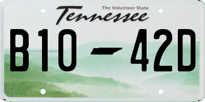 TN license plate B1042D