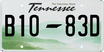 TN license plate B1083D