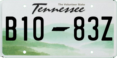TN license plate B1083Z