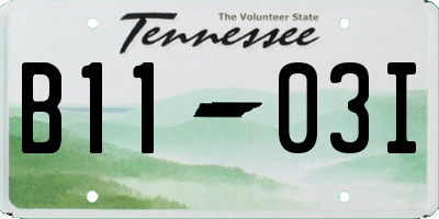 TN license plate B1103I
