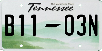 TN license plate B1103N