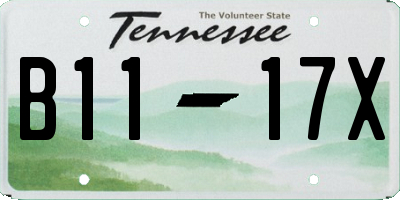 TN license plate B1117X