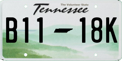 TN license plate B1118K