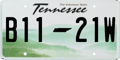 TN license plate B1121W