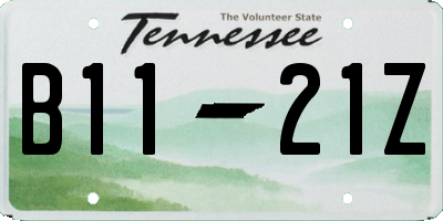 TN license plate B1121Z