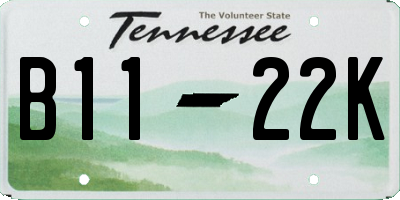 TN license plate B1122K