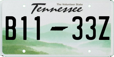 TN license plate B1133Z