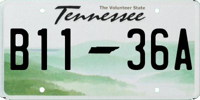 TN license plate B1136A