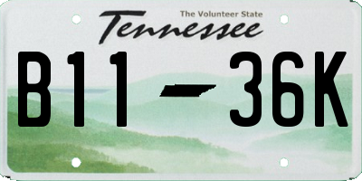 TN license plate B1136K