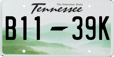 TN license plate B1139K